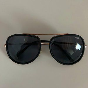 Quay Black/Gold Oversized Aviator Sunglasses